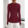 ZESICA Fall Long Sleeve Henley Shirts for Women Dressy Casual 2026(Burgundy)