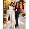 ZESICA Fall Long Sleeve Henley Shirts for Women Dressy Casual 2026(Burgundy)