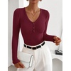 ZESICA Fall Long Sleeve Henley Shirts for Women Dressy Casual 2026(Burgundy)