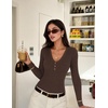 ZESICA Fall Long Sleeve Henley Shirts for Women Dressy Casual 2026(Dark Brown)