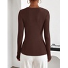ZESICA Fall Long Sleeve Henley Shirts for Women Dressy Casual 2026(Dark Brown)
