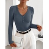 ZESICA Fall Long Sleeve Henley Shirts for Women Dressy Casual 2026(Dusty Blue)