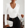 ZESICA Fall Long Sleeve Henley Shirts for Women Dressy Casual 2026(White)