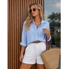 ZESICA Women Long Sleeve Striped Business Casual Button Shirts Work Tops(Blue)