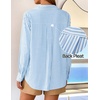 ZESICA Women Long Sleeve Striped Business Casual Button Shirts Work Tops(Blue)