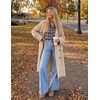 ZESICA Women Long Sleeve Striped Business Casual Button Shirts Work Tops(Blue Brown)