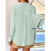 ZESICA Women Long Sleeve Striped Business Casual Button Shirts Work Tops(Green)