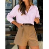 ZESICA Women Long Sleeve Striped Business Casual Button Shirts Work Tops(Pink)