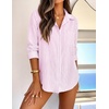 ZESICA Women Long Sleeve Striped Business Casual Button Shirts Work Tops(Pink)
