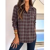 ZESICA Women Long Sleeve Striped Business Casual Button Shirts Work Tops(Wine)