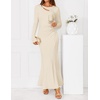 ZESICA Womens 2026 Fall Long Sleeve Bodycon Wedding Guest Maxi Dress(Beige)