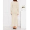 ZESICA Womens 2026 Fall Long Sleeve Bodycon Wedding Guest Maxi Dress(Beige)