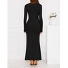 ZESICA Womens 2026 Fall Long Sleeve Bodycon Wedding Guest Maxi Dress(Black)