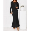 ZESICA Womens 2026 Fall Long Sleeve Bodycon Wedding Guest Maxi Dress(Black)