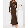 ZESICA Womens 2026 Fall Long Sleeve Bodycon Wedding Guest Maxi Dress(Brown)