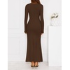 ZESICA Womens 2026 Fall Long Sleeve Bodycon Wedding Guest Maxi Dress(Brown)