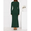 ZESICA Womens 2026 Fall Long Sleeve Bodycon Wedding Guest Maxi Dress(Green)