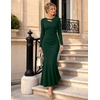 ZESICA Womens 2026 Fall Long Sleeve Bodycon Wedding Guest Maxi Dress(Green)