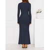 ZESICA Womens 2026 Fall Long Sleeve Bodycon Wedding Guest Maxi Dress(Navy)