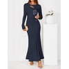 ZESICA Womens 2026 Fall Long Sleeve Bodycon Wedding Guest Maxi Dress(Navy)