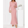 ZESICA Womens 2026 Fall Long Sleeve Bodycon Wedding Guest Maxi Dress(Pink)