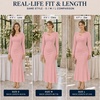 ZESICA Womens 2026 Fall Long Sleeve Bodycon Wedding Guest Maxi Dress(Pink)
