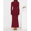 ZESICA Womens 2026 Fall Long Sleeve Bodycon Wedding Guest Maxi Dress(Wine)