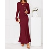 ZESICA Womens 2026 Fall Long Sleeve Bodycon Wedding Guest Maxi Dress(Wine)