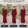 ZESICA Womens 2026 Fall Long Sleeve Bodycon Wedding Guest Maxi Dress(Wine)