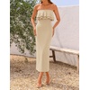 ZESICA Womens 2026 Summer Strapless Knitted Bodycon Midi Dress(Apircot)