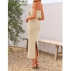 ZESICA Womens 2026 Summer Strapless Knitted Bodycon Midi Dress(Apircot)