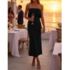 ZESICA Womens 2026 Summer Strapless Knitted Bodycon Midi Dress(Black)