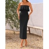 ZESICA Womens 2026 Summer Strapless Knitted Bodycon Midi Dress(Black)