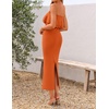 ZESICA Womens 2026 Summer Strapless Knitted Bodycon Midi Dress(Orange)