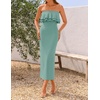 ZESICA Womens 2026 Summer Strapless Knitted Bodycon Midi Dress(Sage)