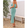 ZESICA Womens 2026 Summer Strapless Knitted Bodycon Midi Dress(Sage)