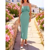 ZESICA Womens 2026 Summer Strapless Knitted Bodycon Midi Dress(Sage)