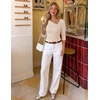 ZESICA Womens 3/4 Sleeve Asymmetrical Fall Shirts Ruched Going Out Tops(Apricot)