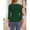 ZESICA Womens 3/4 Sleeve Asymmetrical Fall Shirts Ruched Going Out Tops(Green)