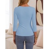 ZESICA Womens 3/4 Sleeve Asymmetrical Fall Shirts Ruched Going Out Tops(Light Blue)