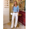 ZESICA Womens 3/4 Sleeve Asymmetrical Fall Shirts Ruched Going Out Tops(Light Blue)