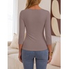 ZESICA Womens 3/4 Sleeve Asymmetrical Fall Shirts Ruched Going Out Tops(Light Khaki)