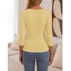 ZESICA Womens 3/4 Sleeve Asymmetrical Fall Shirts Ruched Going Out Tops(Light Yellow)