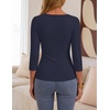 ZESICA Womens 3/4 Sleeve Asymmetrical Fall Shirts Ruched Going Out Tops(Navy)