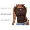 ZESICA Womens Cute Summer Tie Shoulder Going Out Y2K Tank Top(Brown)