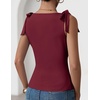 ZESICA Womens Cute Summer Tie Shoulder Going Out Y2K Tank Top(Wine Red)