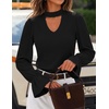 ZESICA Womens Cutout Mock Neck Puff Long Sleeve Shirt Fall Knit Blouse Top(Black)