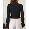 ZESICA Womens Cutout Mock Neck Puff Long Sleeve Shirt Fall Knit Blouse Top(Black)