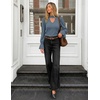 ZESICA Womens Cutout Mock Neck Puff Long Sleeve Shirt Fall Knit Blouse Top(Dusty Blue)