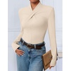 ZESICA Womens Fall Business Casual Mock Neck Cross Tops Trendy Outfits(Apricot)